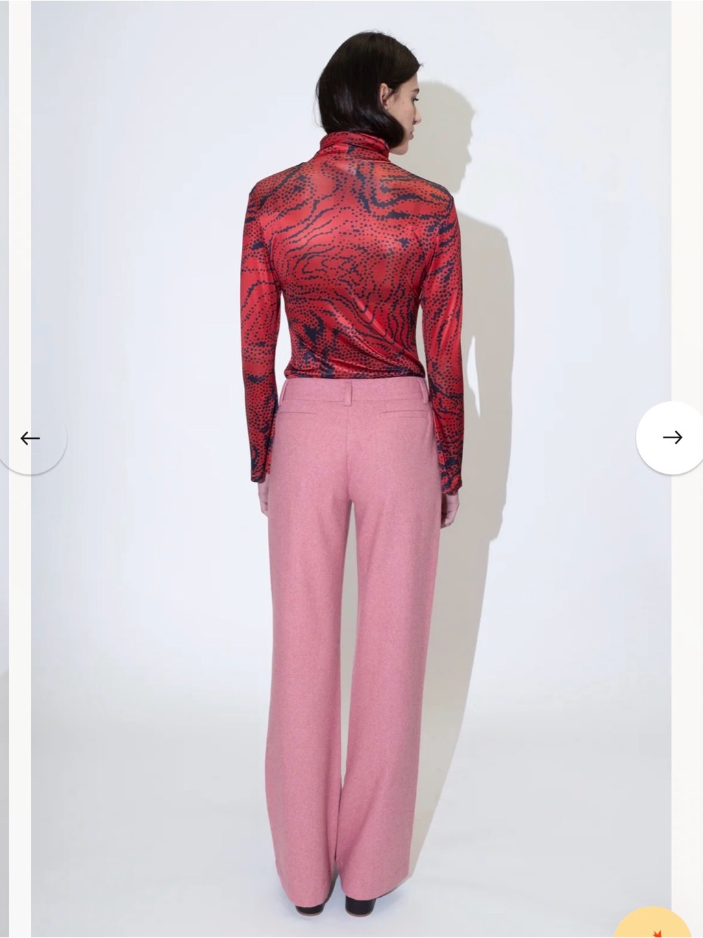 Untitled In Motion Orma Turtleneck In Zora Red Black Swirl Dot - S Nwt — image 8 of 8